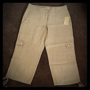 NWT Michael Kors Linen Zanzibar cargo crop